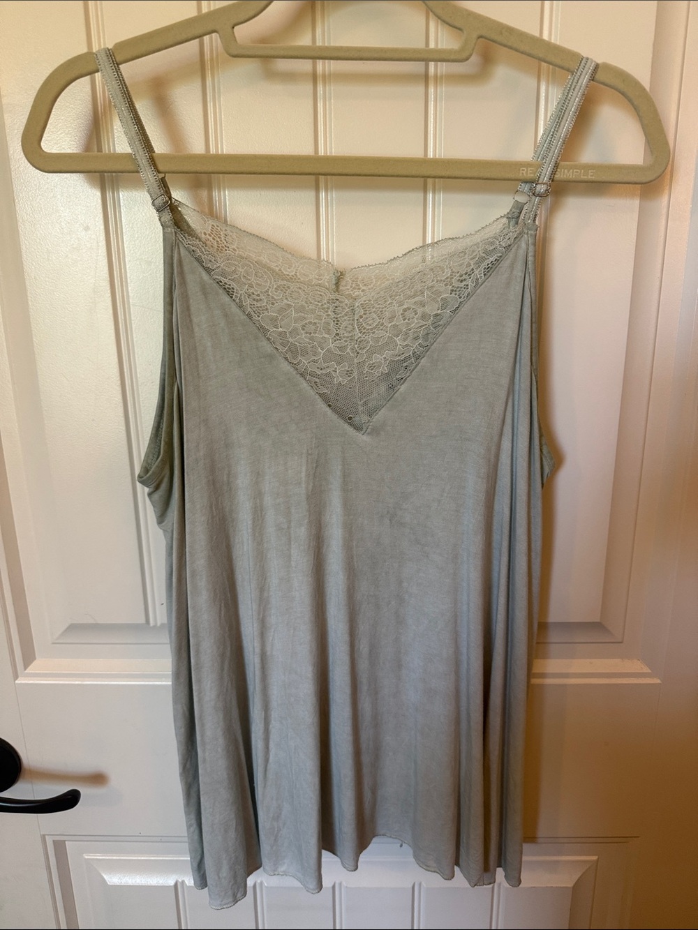 POL Lace-Trim Slip Chemise in Sage Green